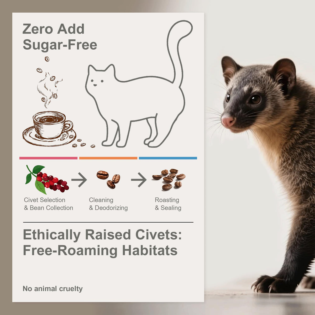 VUNJO Wild Kopi Luwak bag opened releasing fresh coffee aroma.