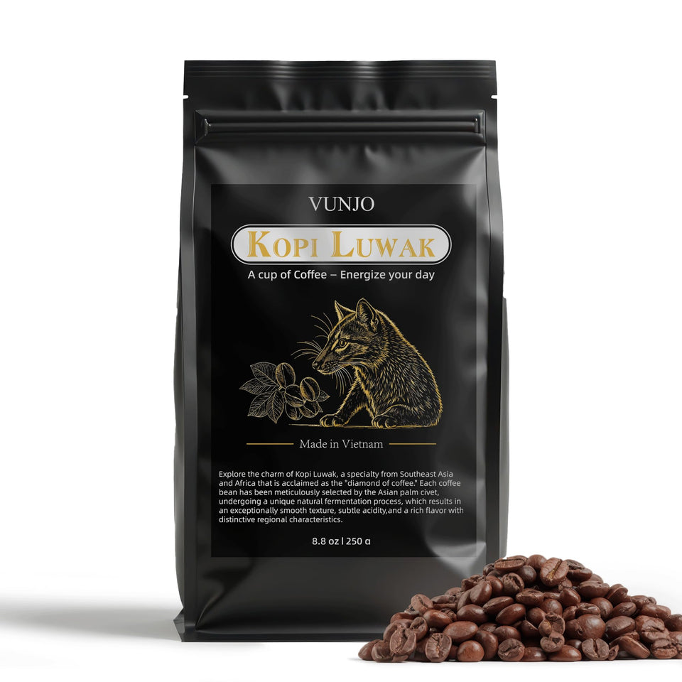 VUNJO Wild Kopi Luwak coffee beans for a premium, authentic tasting experience.