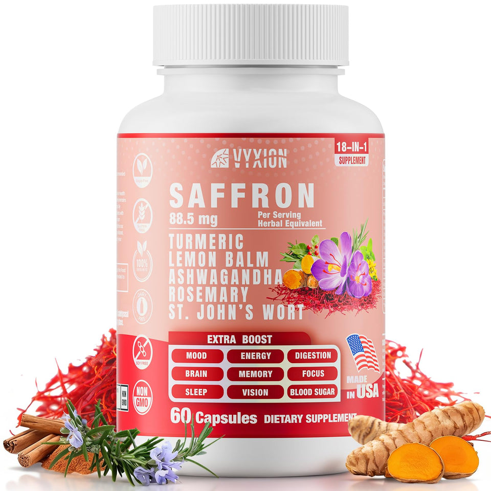 Vyxion Sargol saffron extract bottle supports mood and focus.