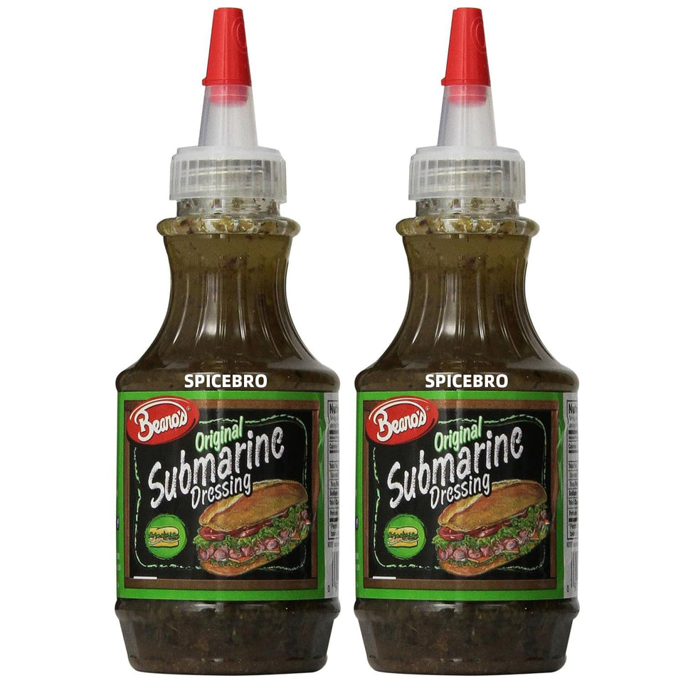 W&E Mart Beanos Dressing Submarine Original two-pack bottle for versatile sandwiches.