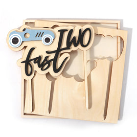 WAUAO wooden race car cake topper blends with racing cake design.