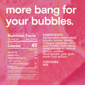 Waay Sparkling Clear Protein Drink can splash showing citrus flavor and zero sugar.