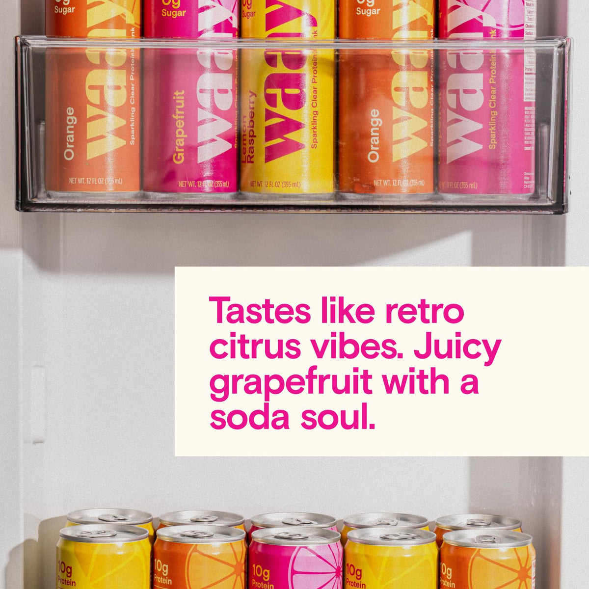 Waay Grapefruit ingredients panel reveals whey protein isolate and collagen