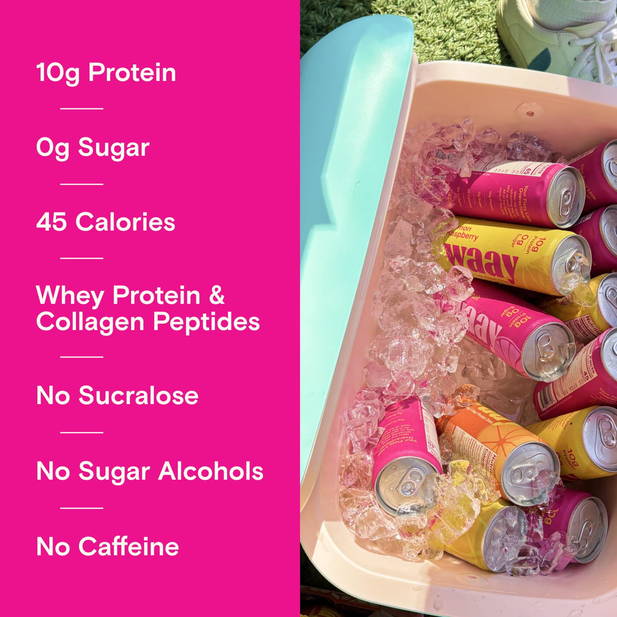 Waay Grapefruit can with nutrition facts panel hints at 45 calories and zero sugar