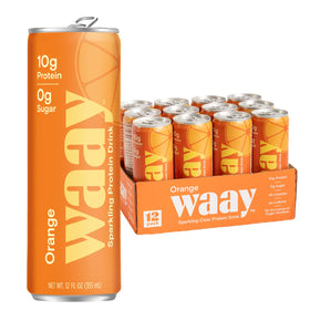 Waay Sparkling Orange Can, front view, ready for on-the-go protein fueling