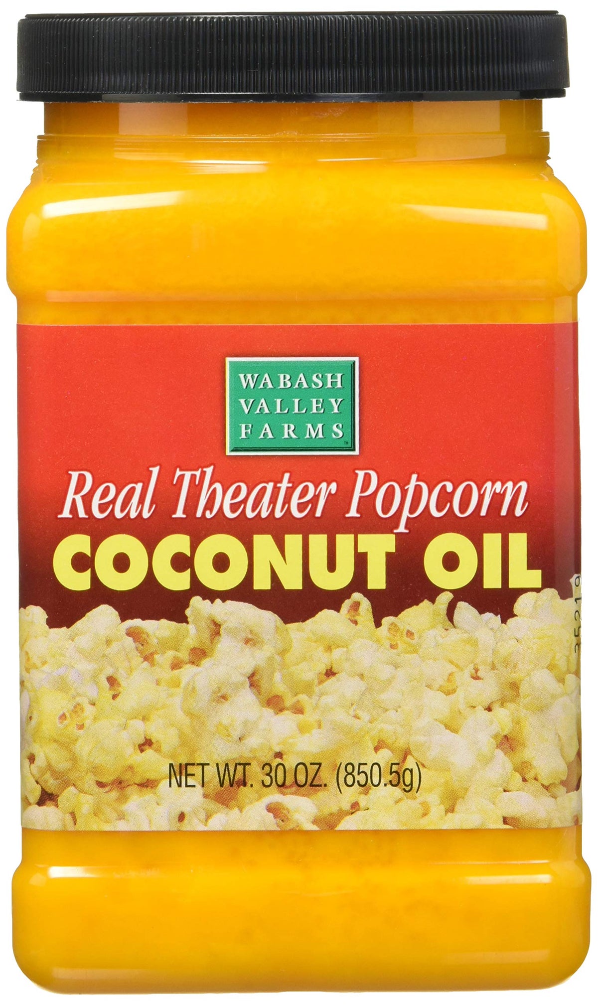 Wabash Valley Farms Real Theater Coconut Popcorn Oil jar for theater-style popcorn.