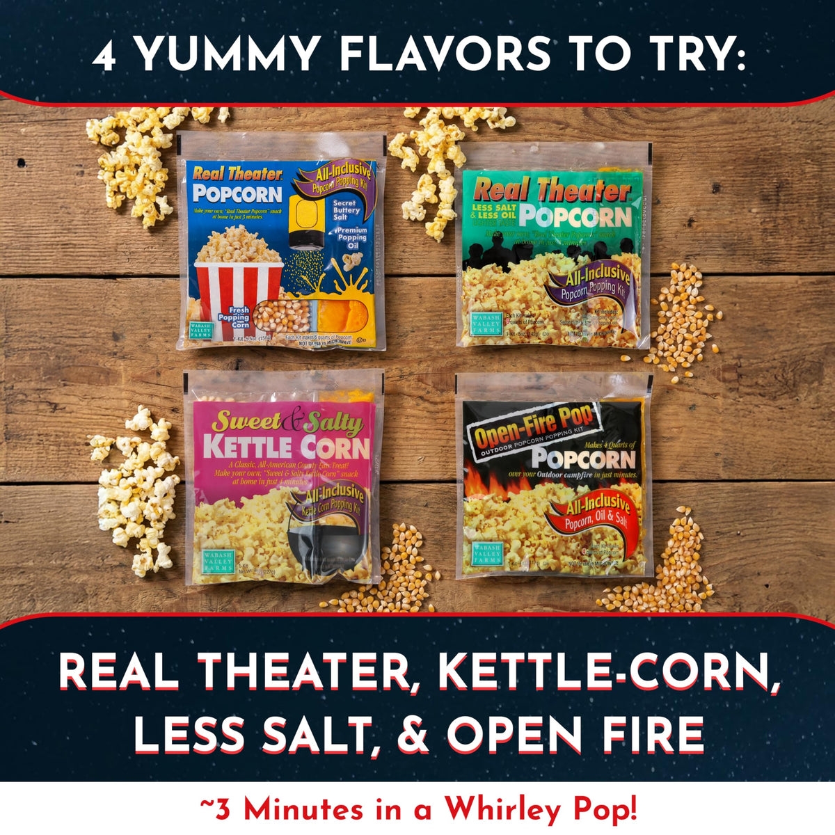Camping setup featuring Real Theatre Popcorn Packs for outdoor viewing