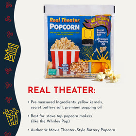 Butter oil included in Real Theatre Popcorn Packs for theater flavor