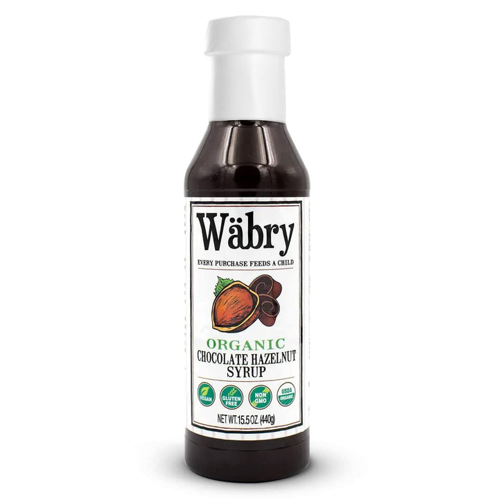 Wäbry Chocolate Hazelnut Syrup bottle full for versatile breakfasts and desserts.