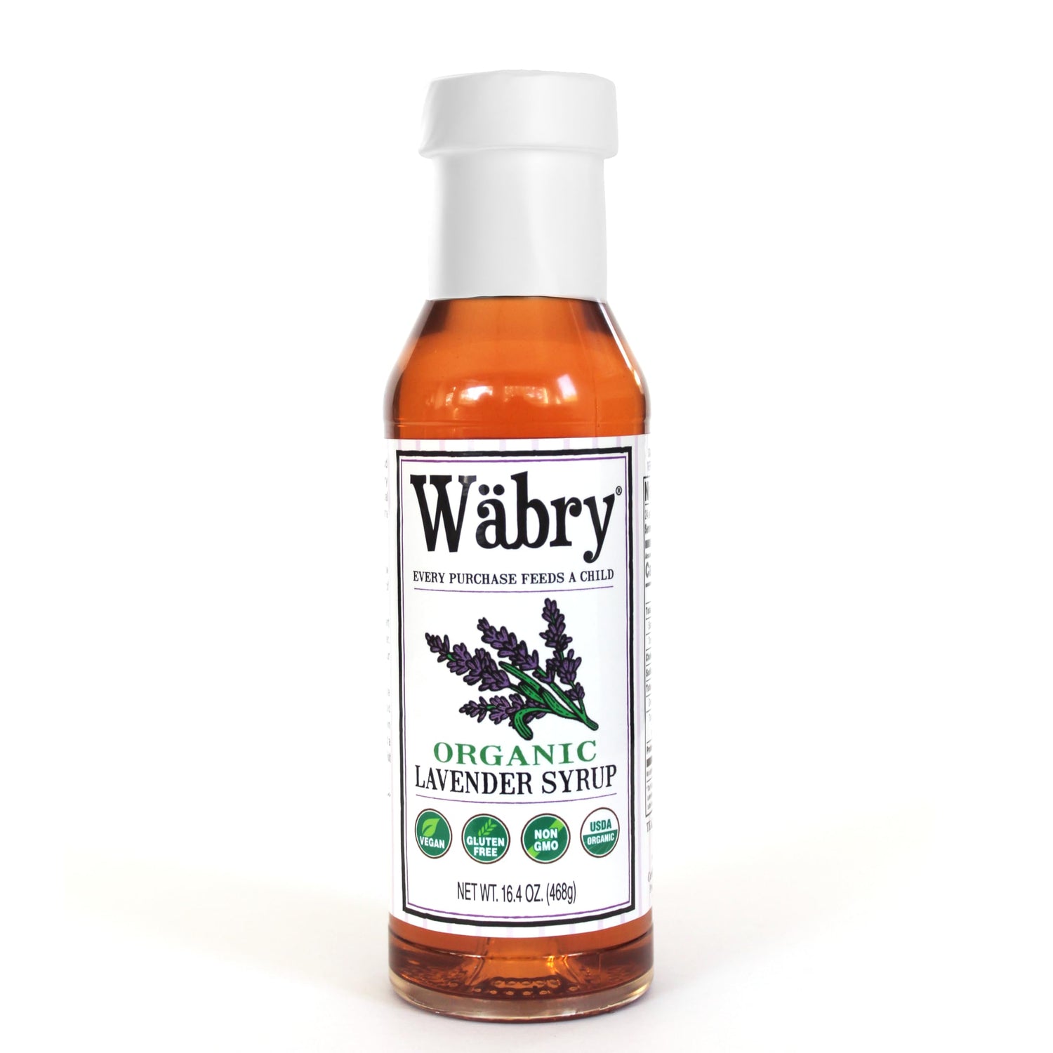 Wäbry Lavender Syrup bottle front, inviting floral aroma for coffee, tea, or desserts.