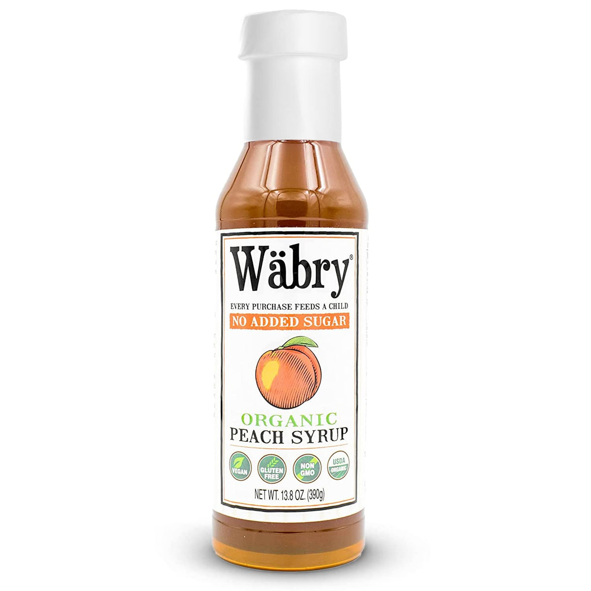 Wäbry Organic Peach Syrup bottle for fresh beverages and desserts