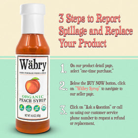 Snow cone topped with Wäbry Peach Syrup for a dye-free treat
