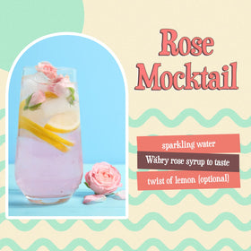 Wabry Organic Rose Syrup bottle back with ingredients and dye-free, non-GMO notes.
