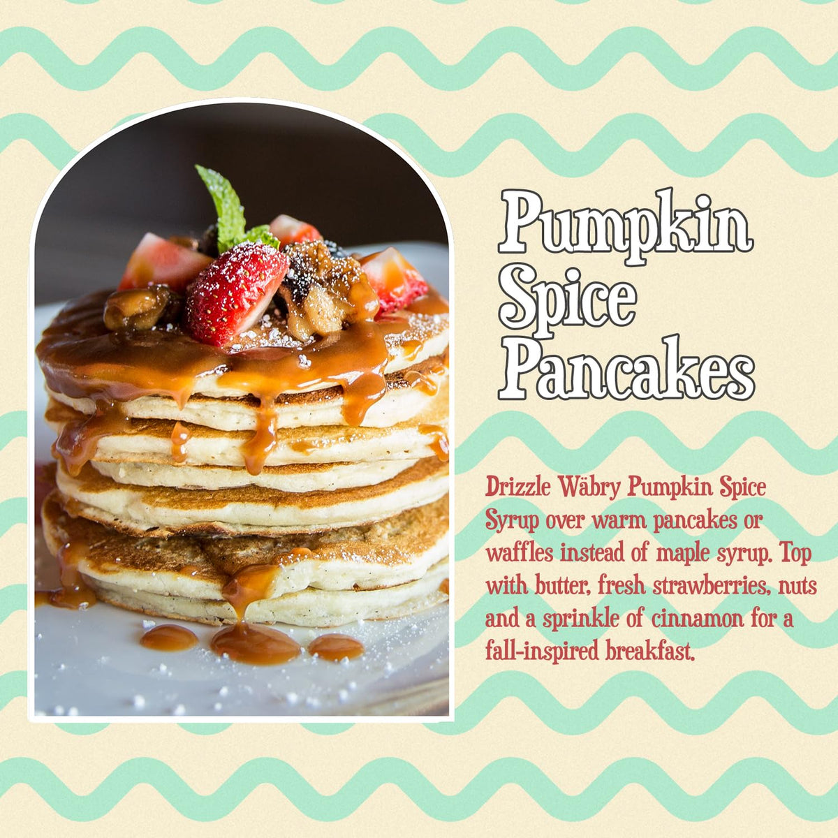 Close-up of the organic label on Wabry pumpkin spice syrup bottle
