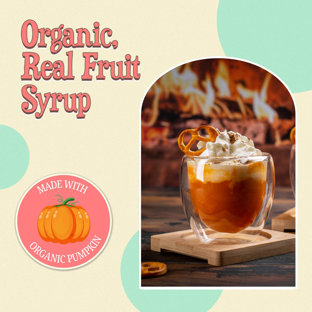 Pouring Wabry pumpkin spice syrup into coffee for a latte