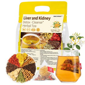 Wachinas premium kidney and liver detox tea bags in a box for daily herbal ritual.