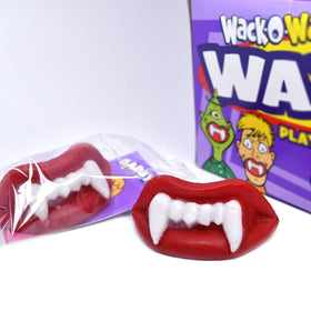 Wack-O-Wax Fangs cherry individually wrapped for easy sharing at parties.