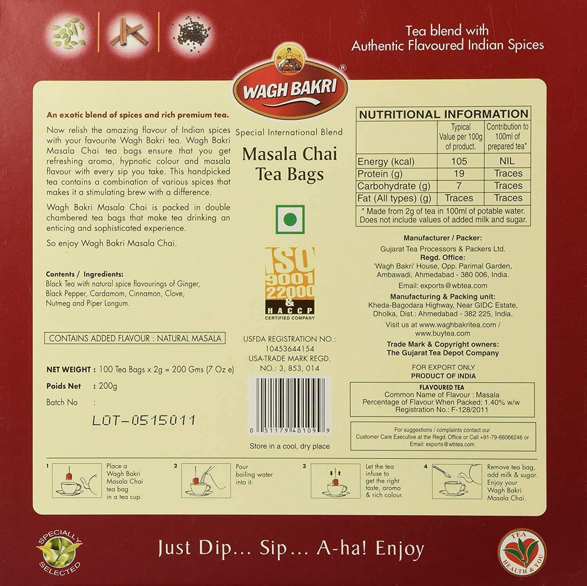 Closeup of tea bags inside shows staple-free design for easy brewing.
