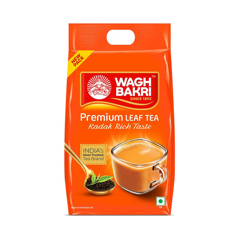 Wagh Bakri premium leaf tea pack 1kg ideal for daily breakfasts with robust flavor