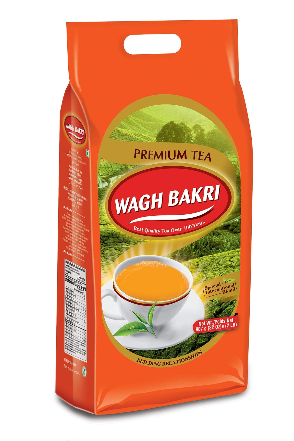 Wagh Bakri Special International Blend tea leaves conveying distinctive flavor.