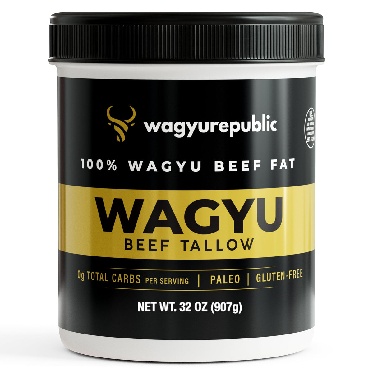 Wagyu Republic Beef Tallow 32oz jar ideal for high-heat cooking and keto meals