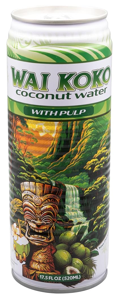 Wai Koko coconut water with pulp can for natural hydration and electrolytes.
