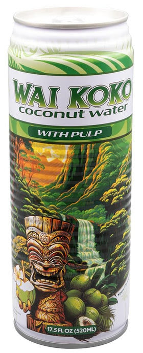 Wai Koko coconut water with pulp can for natural hydration and electrolytes.