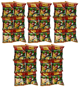 Wai Wai Oriental Style Noodle pack on shelf, convenient 30-pack ready-to-eat meals.