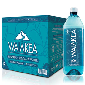 Waiakea pack of 12 1L bottles on display for convenient hydration.