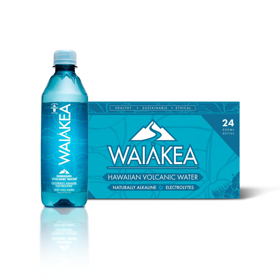 Waiakea water bottle 500ml – naturally alkaline hydration for daily use.