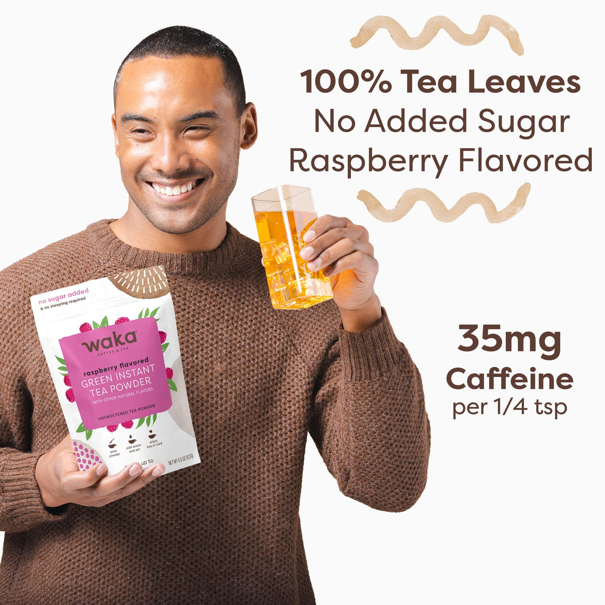 Waka caffeine per serving provides a gentle lift.