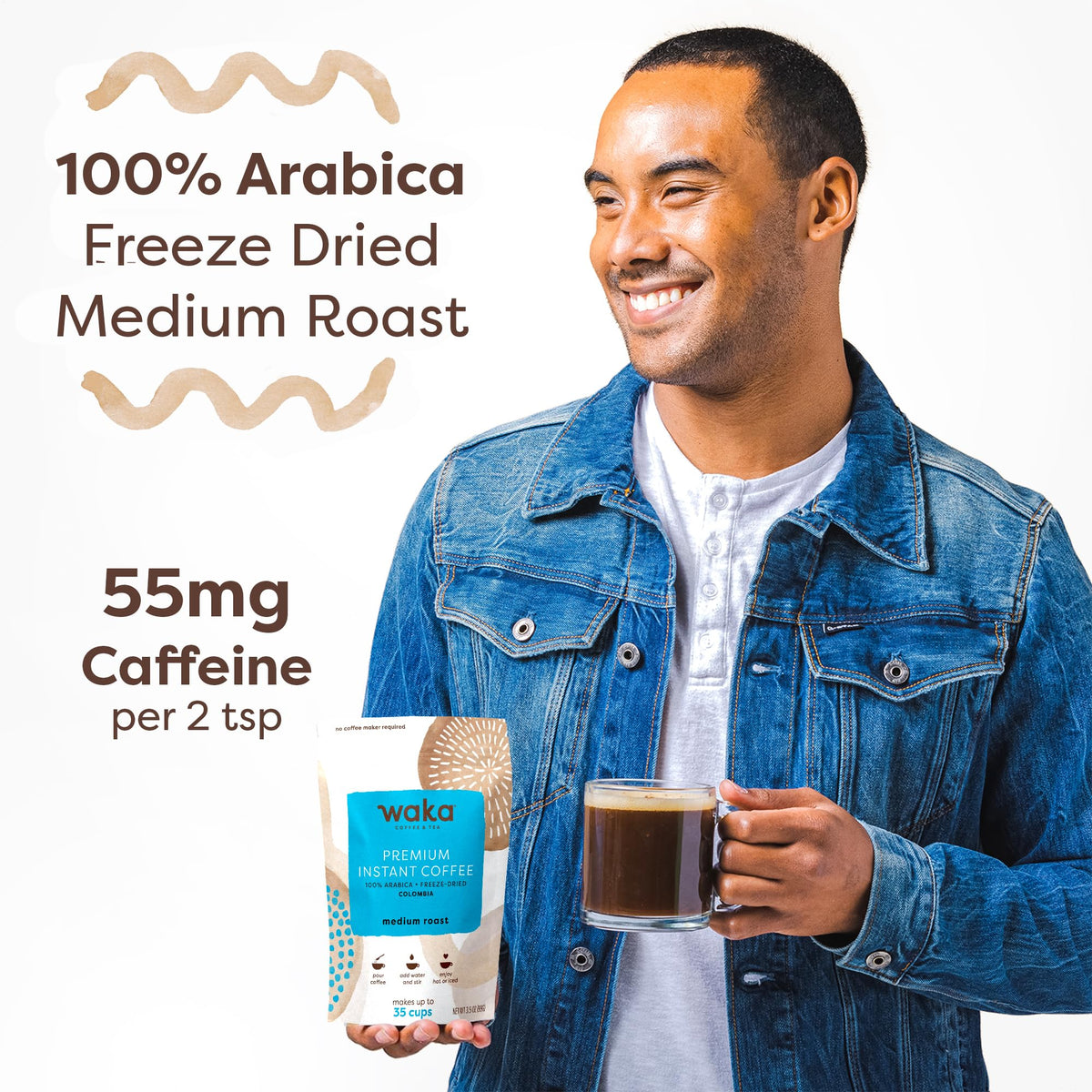 Packaging using post-consumer recycled content from Waka Coffee