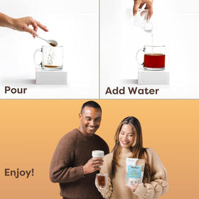Waka Instant Black Tea decaf brew highlighting caffeine-light profile