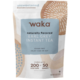 Waka Instant Black Tea Earl Grey front packaging shows premium Indian black tea for fast, flavorful cups