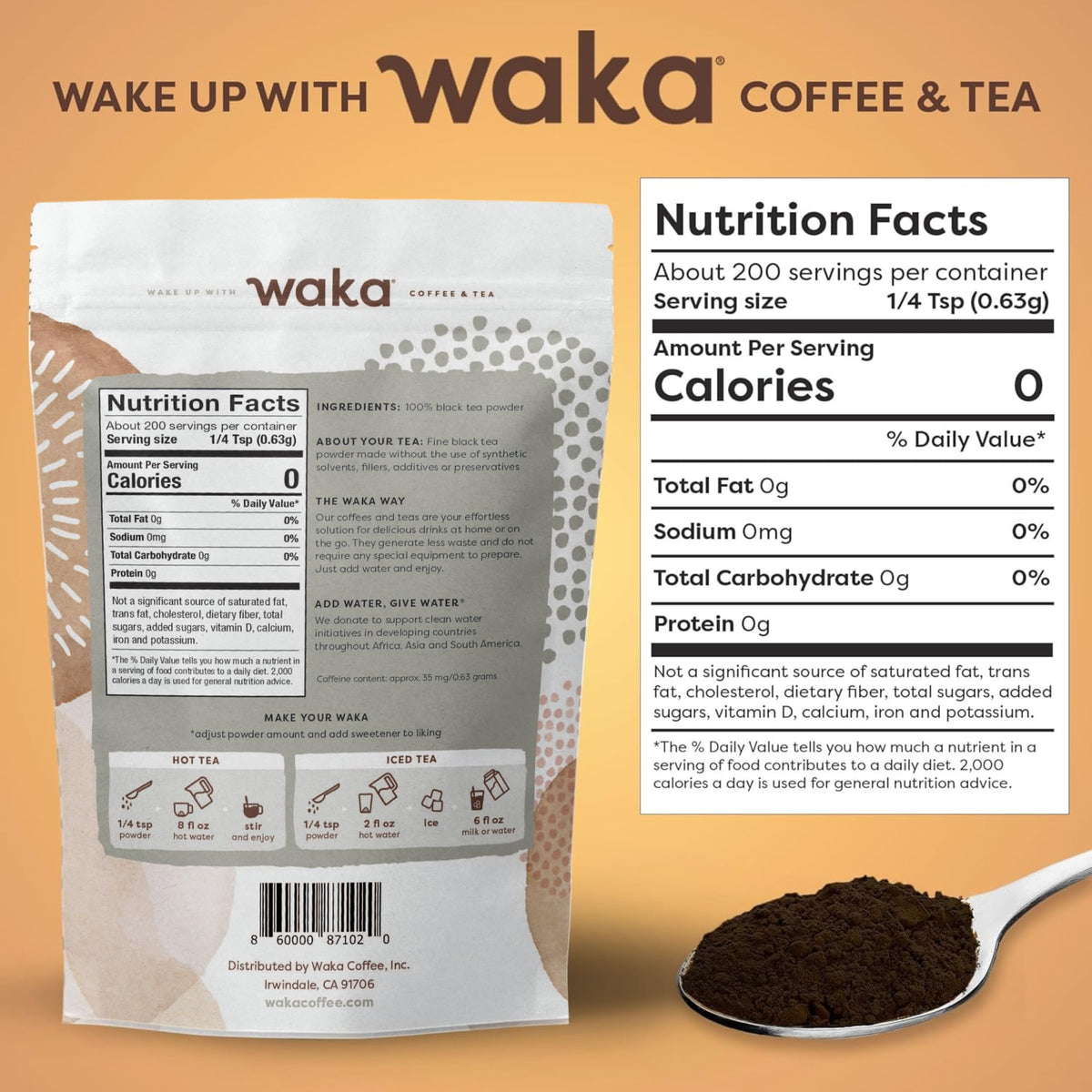 Waka Instant Black Tea Kenyan pour-mug with quick mix setup