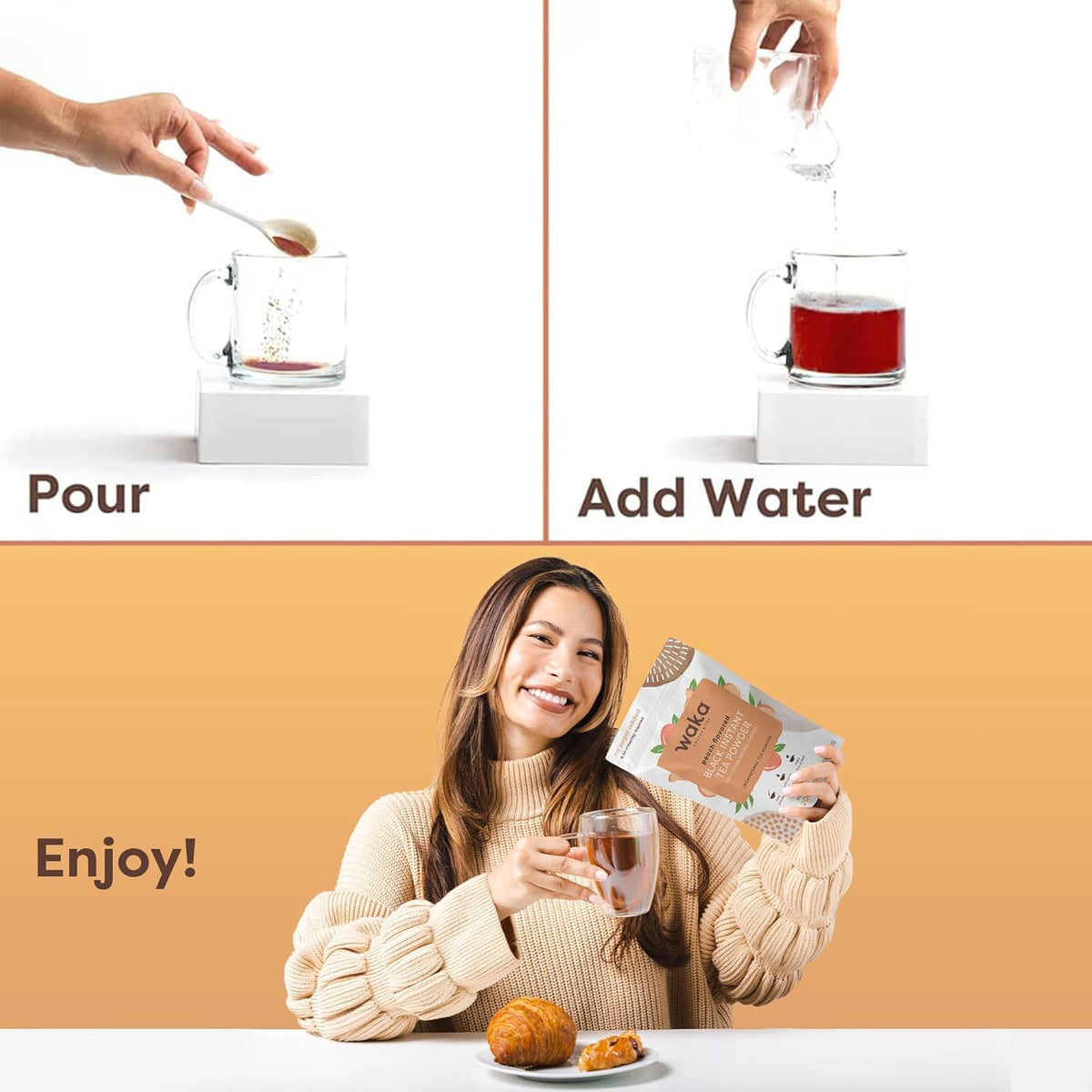 Peach tea with milk from Waka instant mix.