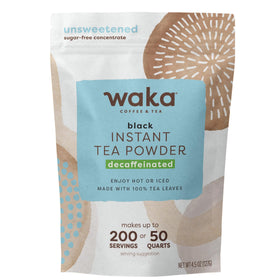 Waka Instant Black Tea pouch packaging showing compact eco design