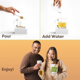 Waka Instant Green Tea Mix dissolving powder in water