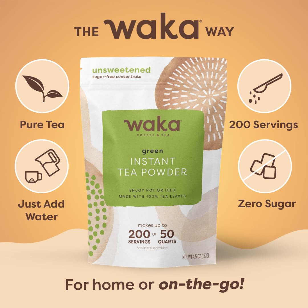 Waka Instant Green Tea Mix hot cup being prepared in minutes