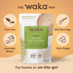 Waka Instant Green Tea Mix hot cup being prepared in minutes