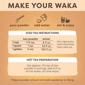 Waka Instant Green Tea Mix iced tea in a tall glass