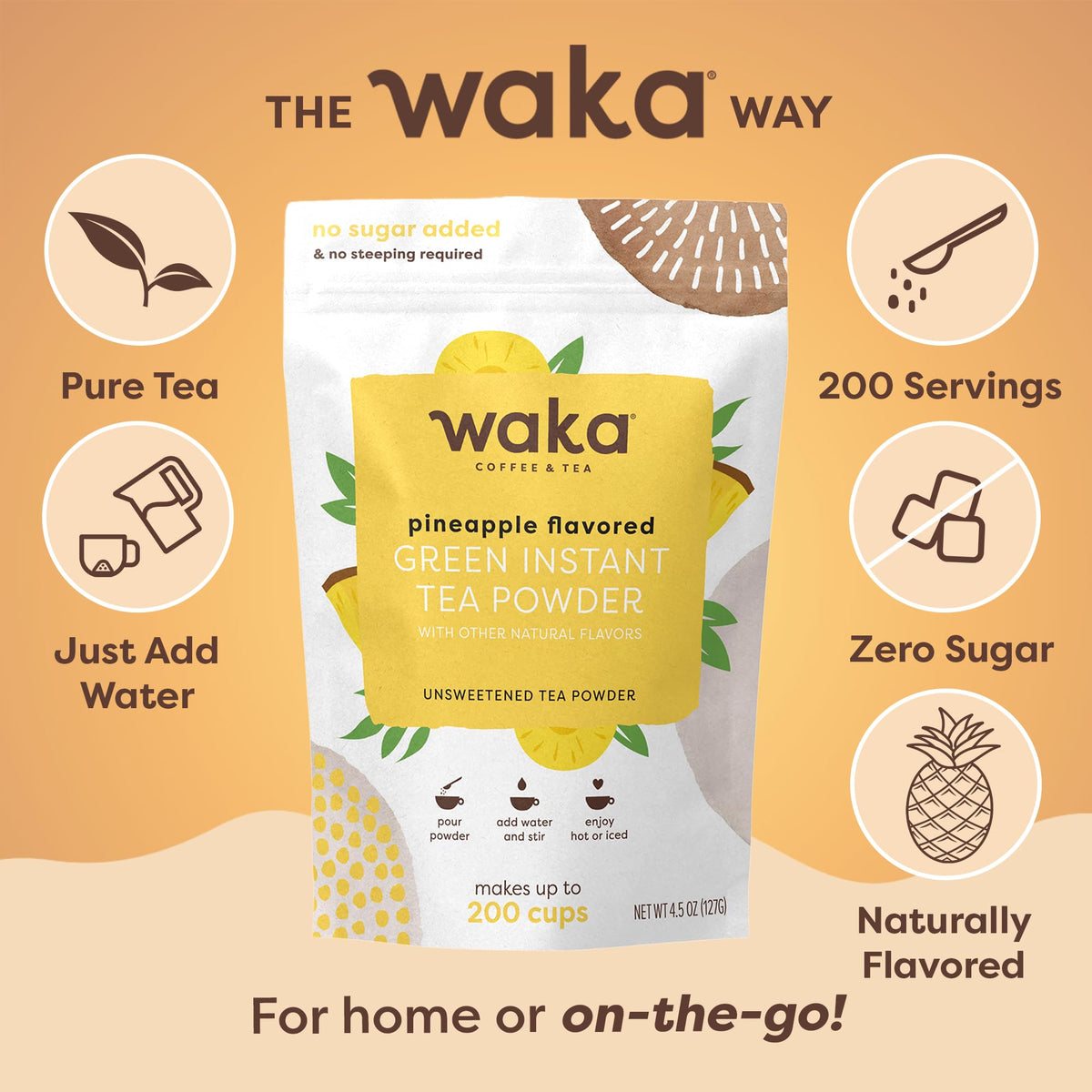 Waka Pineapple Green Tea hot tea setup with steam