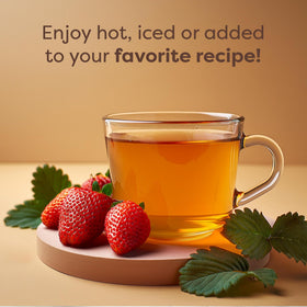 Steam rising from a hot cup of Waka Instant Green Tea Strawberry
