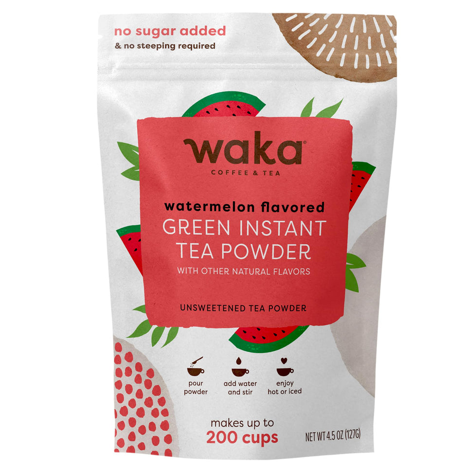 Waka Instant Green Tea Watermelon powder dissolves quickly for smooth drinks