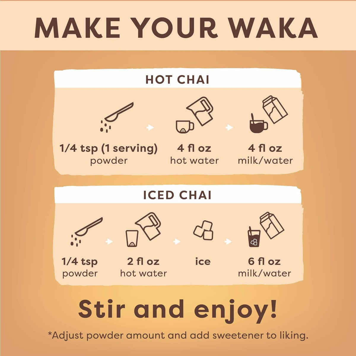 Mug of Waka Vanilla Chai with milk added for creaminess.