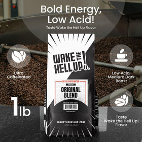 Wake The Hell Up! Arabica-Robusta beans closeup for a rich, energizing roast.