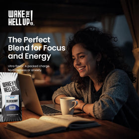 Wake The Hell Up! cup steaming highlights aroma and energizing experience.