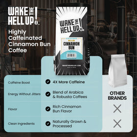 Wake The Hell Up! Cinnamon Bun brew-pour offering a smooth, medium-dark cup.