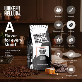 Wake The Hell Up! Beans roasting glow hinting at depth and aroma.