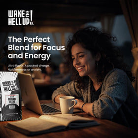 Wake The Hell Up! Steaming cup evoking a bold wake-up ritual.